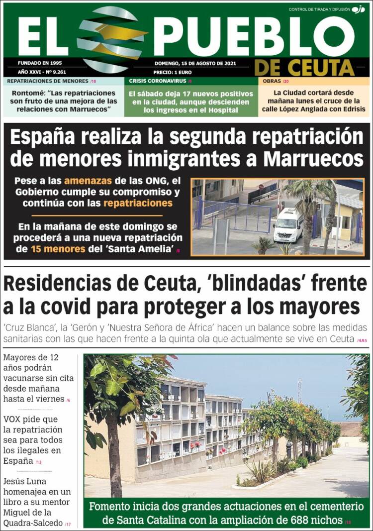 Portada de El Pueblo de Ceuta (España)