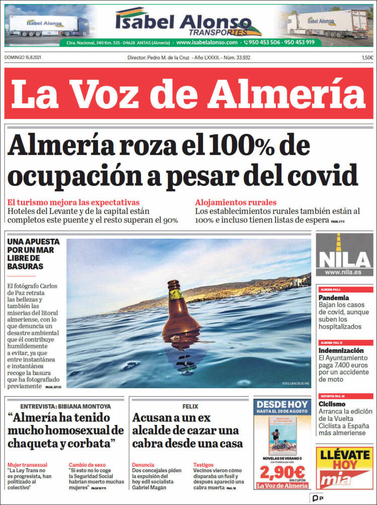 Portada de La Voz de Almería (España)