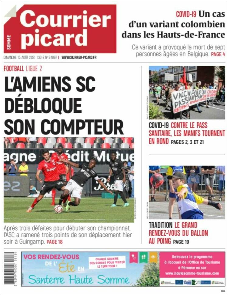 Portada de Courrier Picard (Francia)
