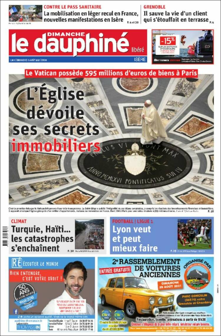 Portada de Le Dauphiné Libéré (Francia)