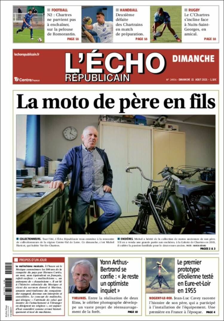Portada de L'Echo Républicain (Francia)