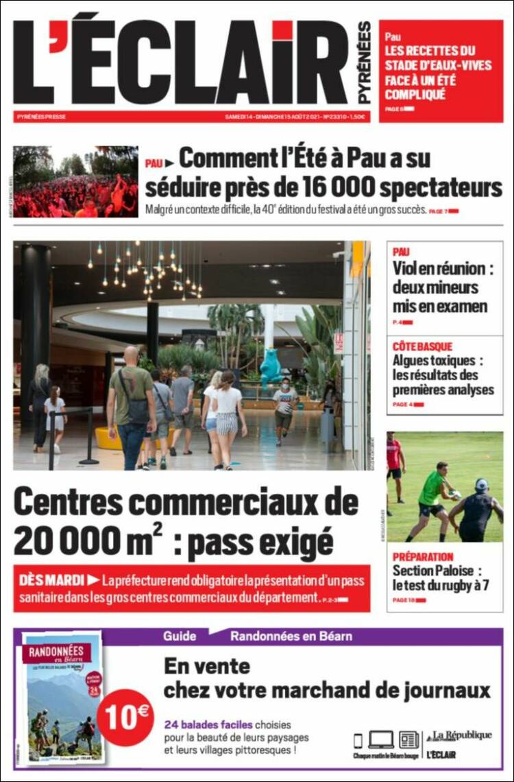 Portada de L'Eclair des Pyrénées (Francia)