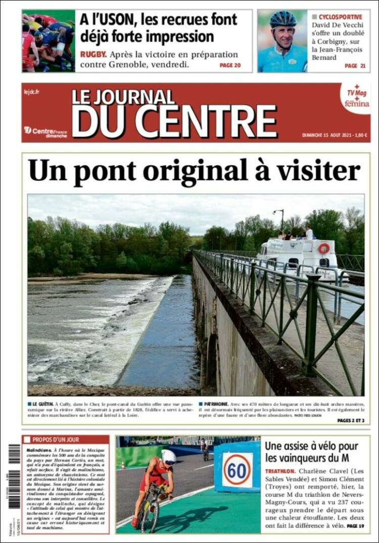 Portada de Le Journal du Centre (Francia)