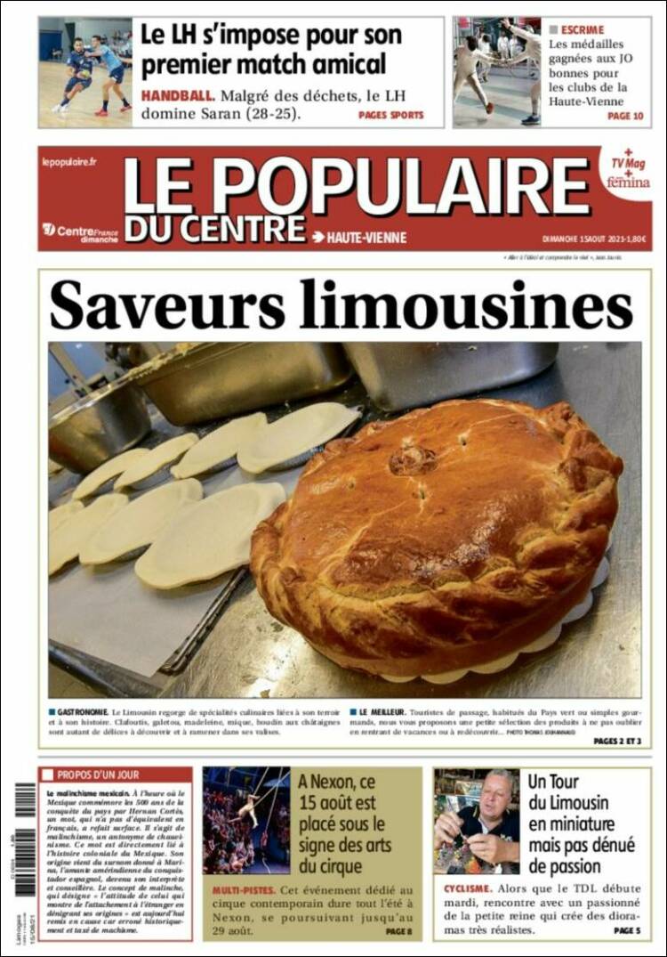 Portada de Le Populaire du Centre (Francia)