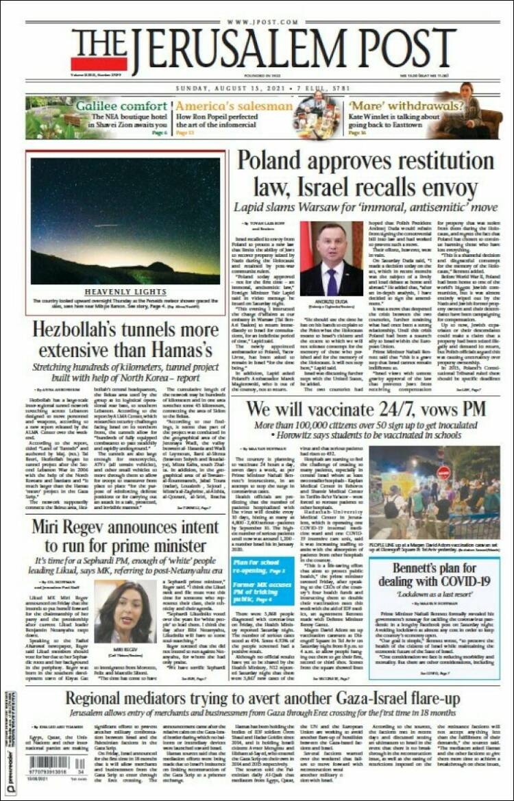 Portada de The Jerusalem Post (Israel)