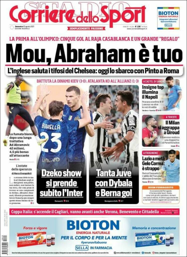 Portada de Corriere dello Sport (Italia)