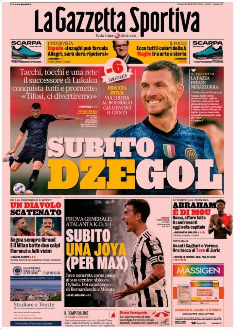 Portada de La Gazzetta dello Sport (Italia)