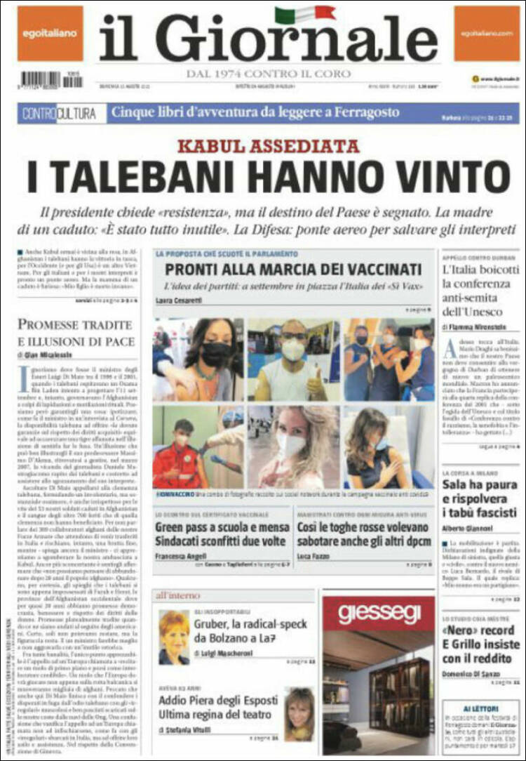 Portada de il Giornale (Italia)