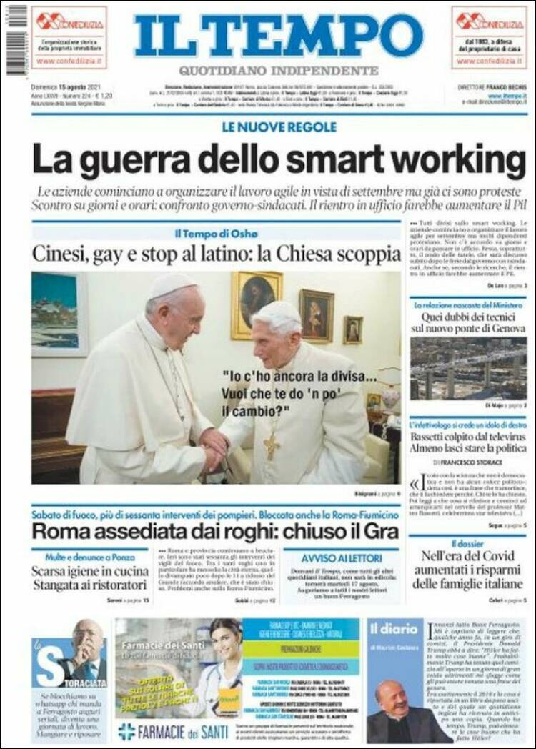 Portada de Il Tempo (Italia)