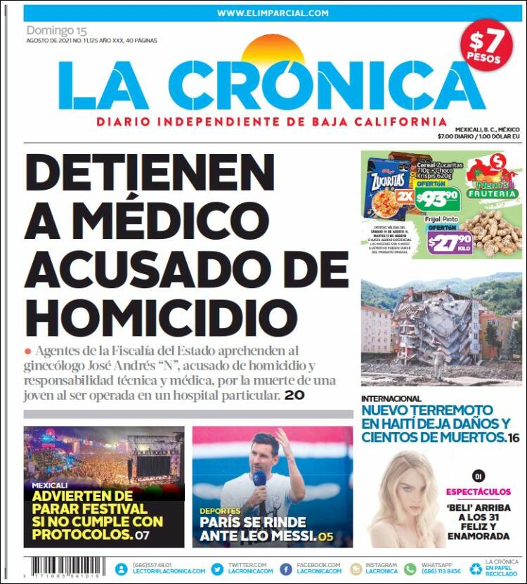 Portada de La Crónica de Baja California (M&eacute;xico)