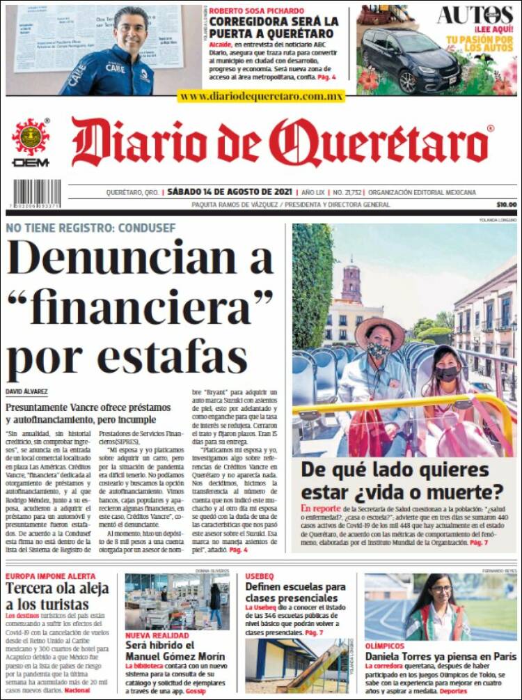 Portada de Diario de Querétaro (M&eacute;xico)