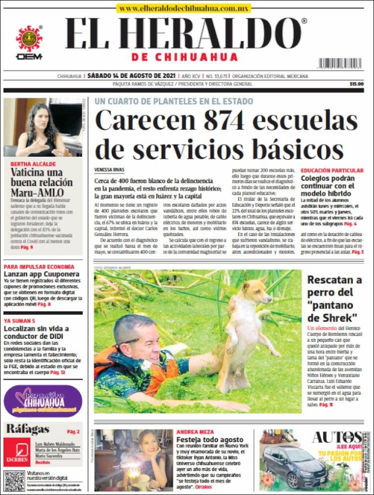 Portada de El Heraldo de Chihuahua (M&eacute;xico)