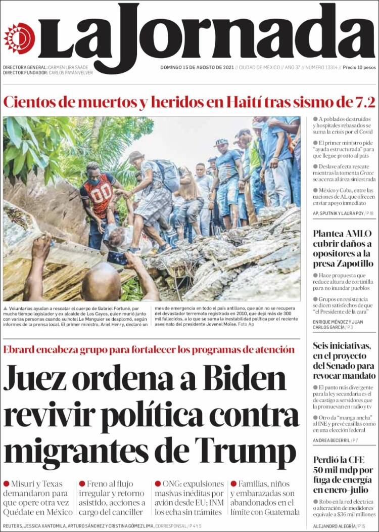 Portada de La Jornada (M&eacute;xico)