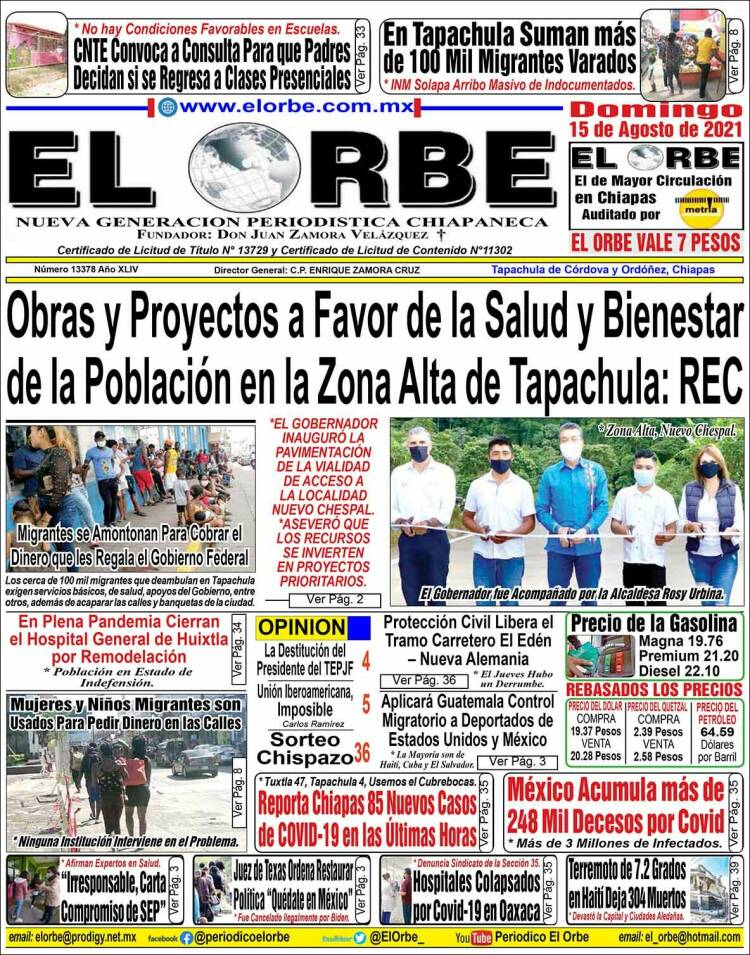 Portada de El Orbe (M&eacute;xico)