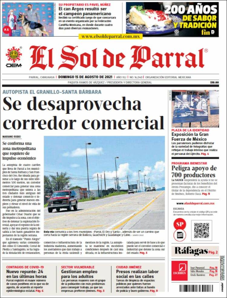 Portada de El Sol de Parral (M&eacute;xico)