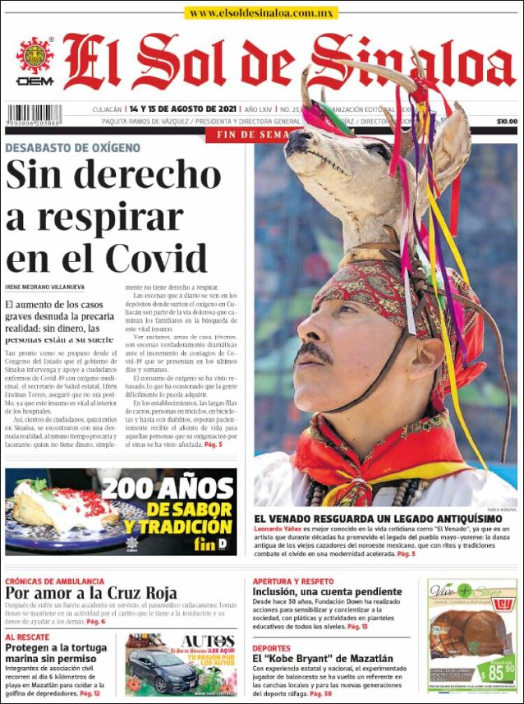 Portada de El Sol de Sinaloa (M&eacute;xico)