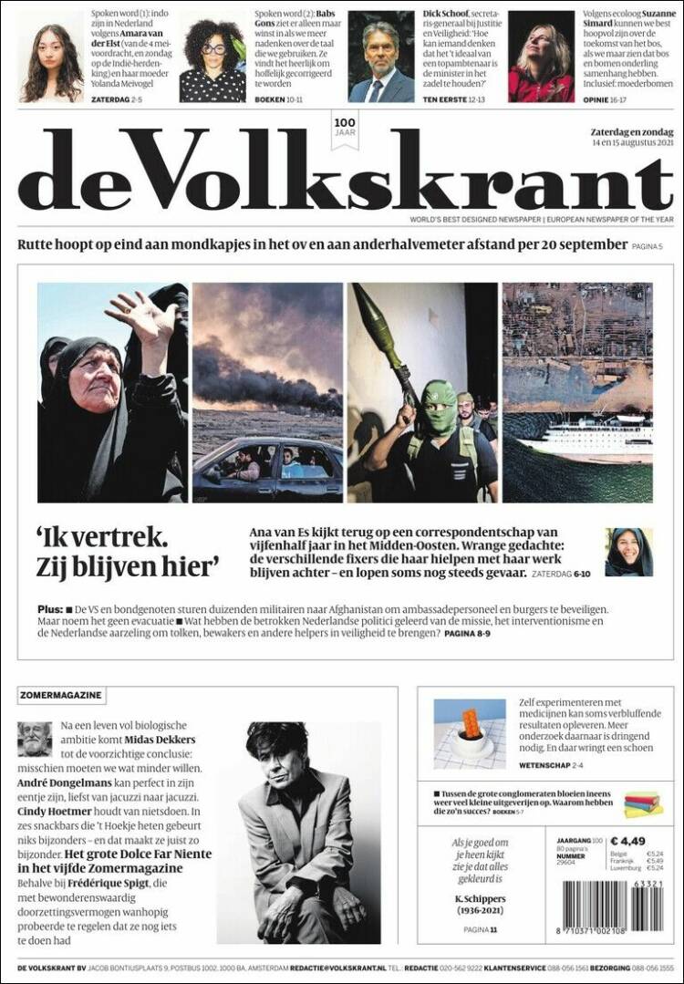Portada de De Volkskrant (Pa&iacute;ses Bajos)