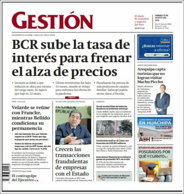 Portada de Diario Gestión (Perú)