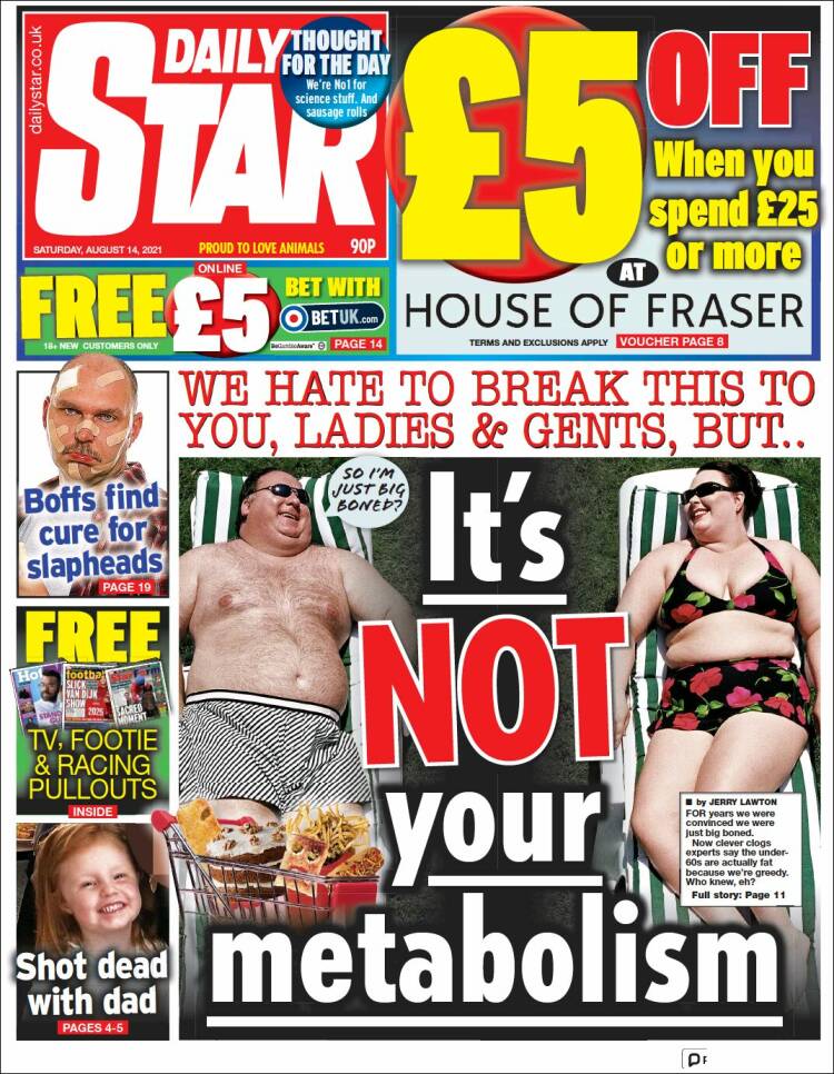 Portada de Daily Star (Reino Unido)