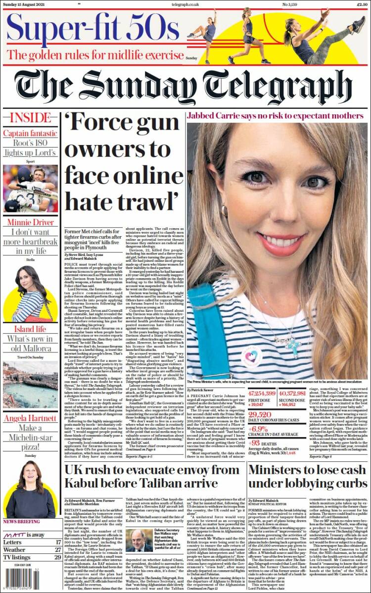 Portada de Daily Telegraph (Reino Unido)