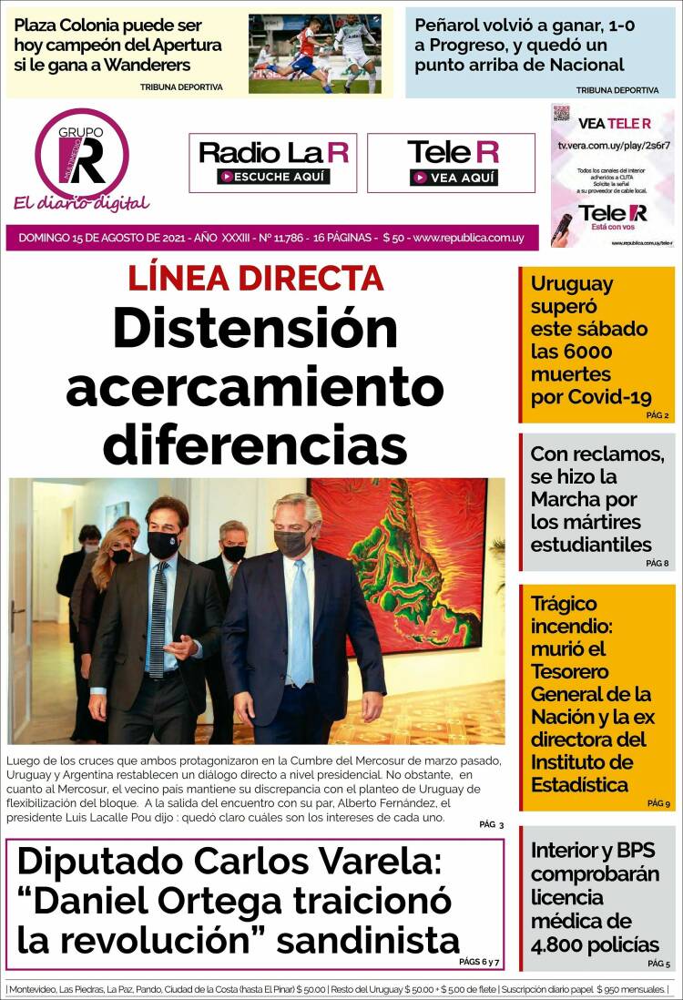 Portada de La República (Uruguay)