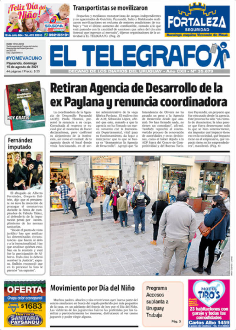 Portada de El Telégrafo (Uruguay)