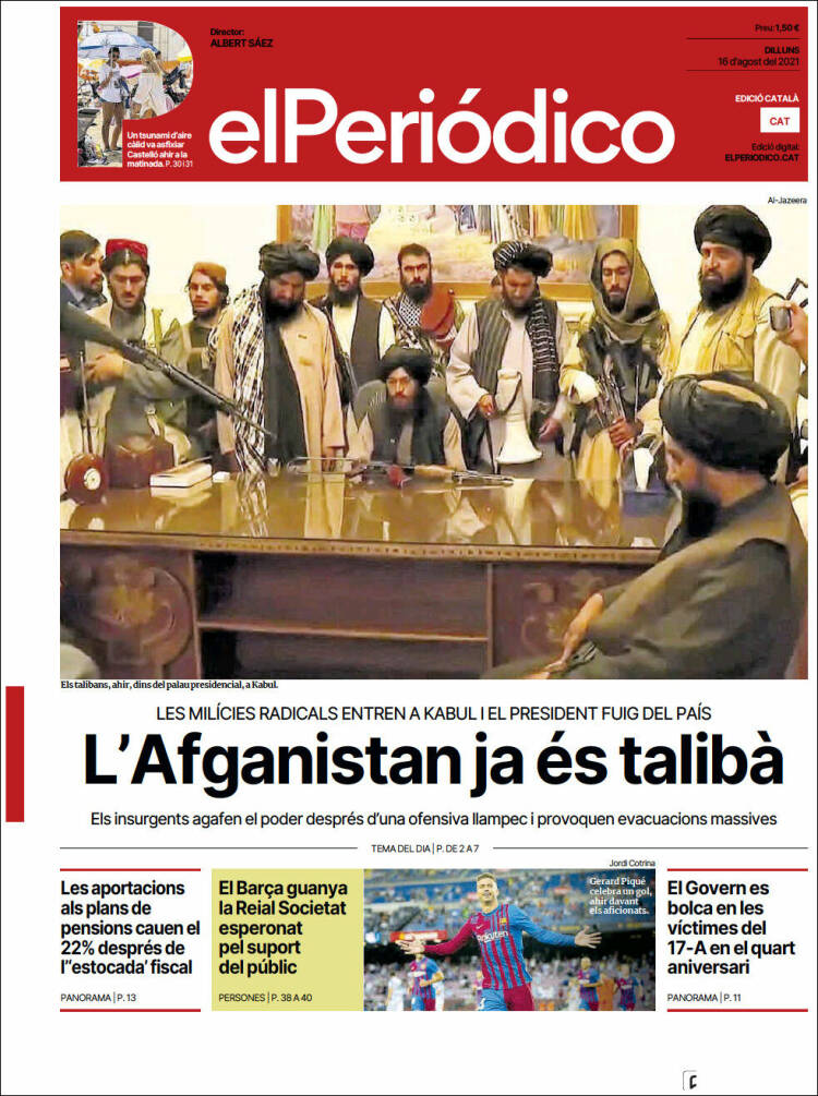 Portada de El Periódico de Catalunya (España)