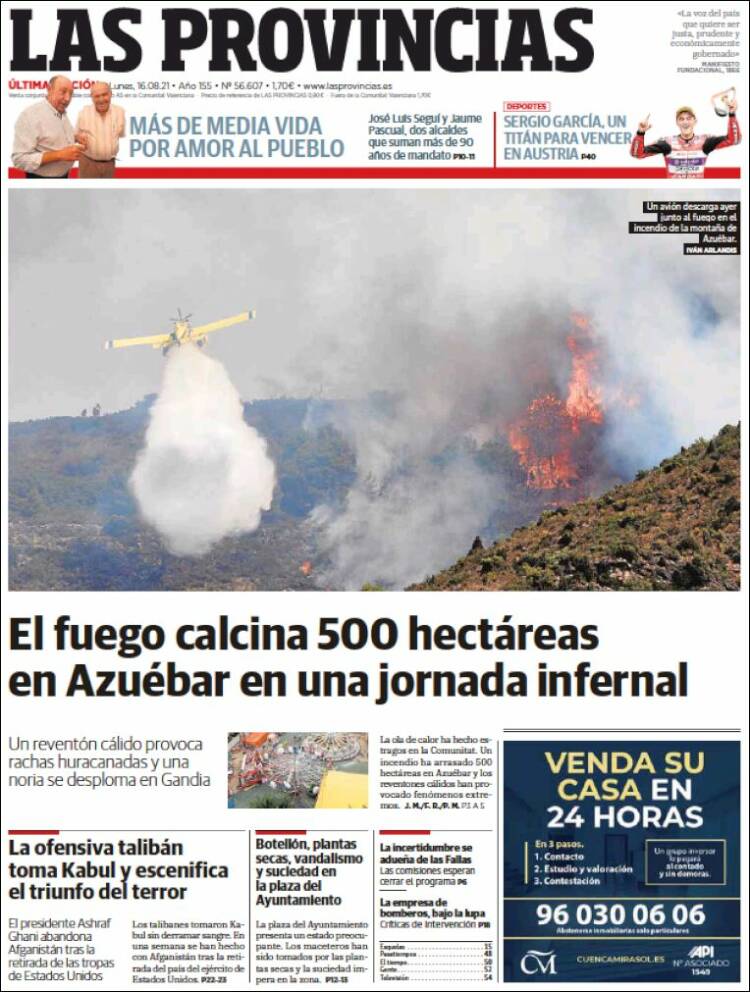 Portada de Las Provincias (España)