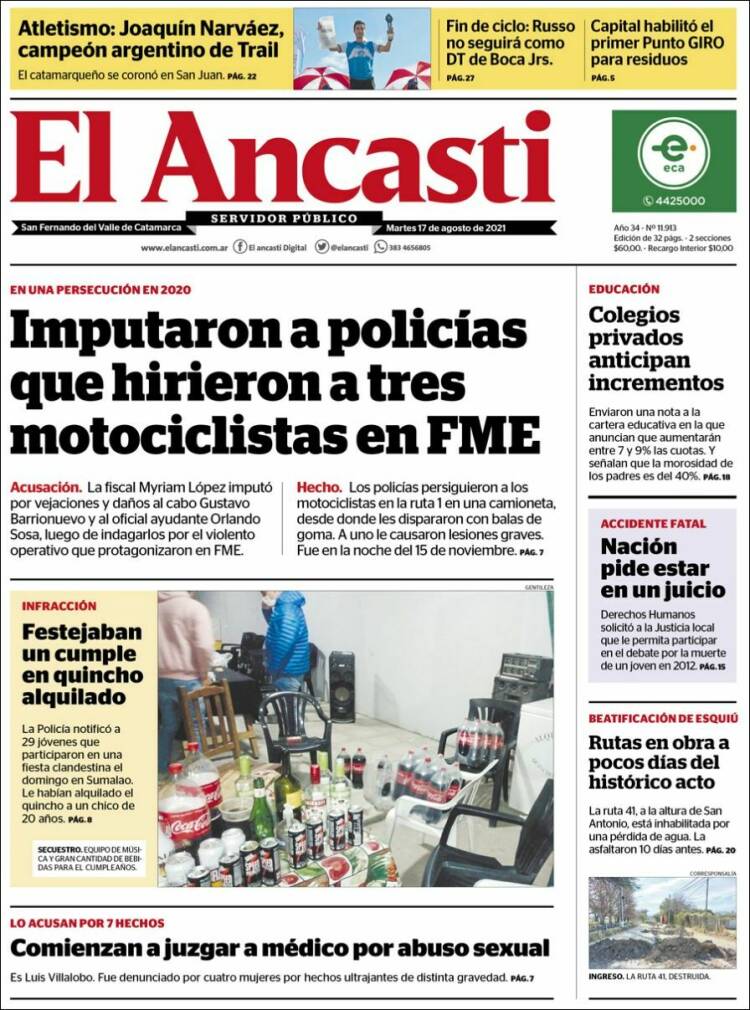 Portada de El Ancasti (Argentina)