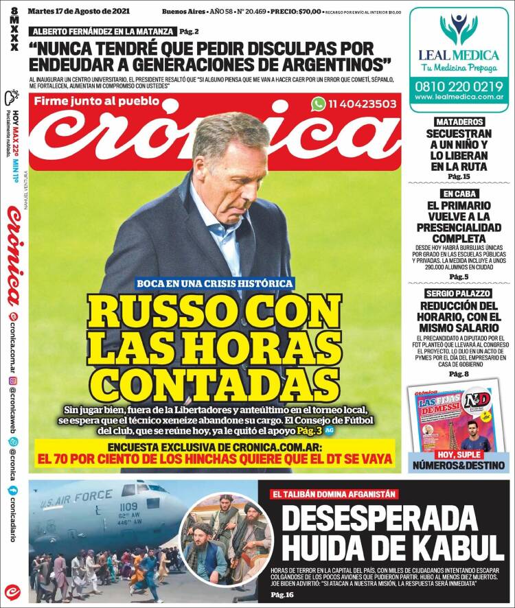 Portada de Crónica (Argentina)