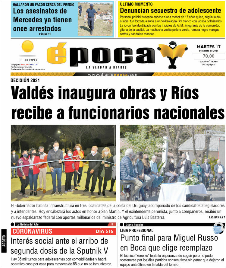 Portada de Diario Época (Argentina)