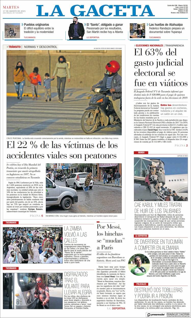 Portada de La Gaceta (Argentina)