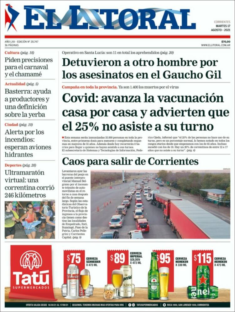 Portada de El Litoral Corrientes (Argentina)