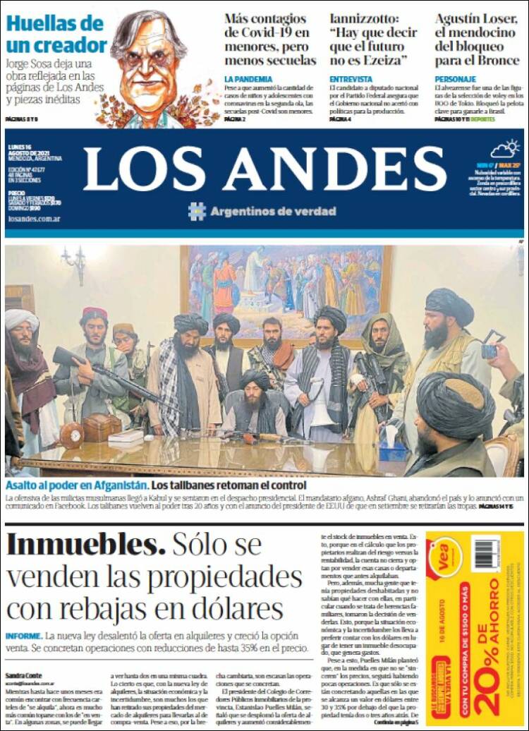 Portada de Los Andes - Mendoza (Argentina)