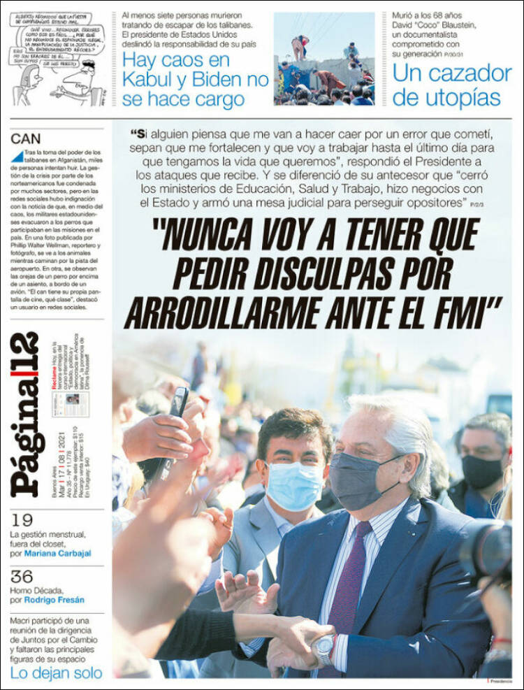 Portada de Página/12 (Argentina)