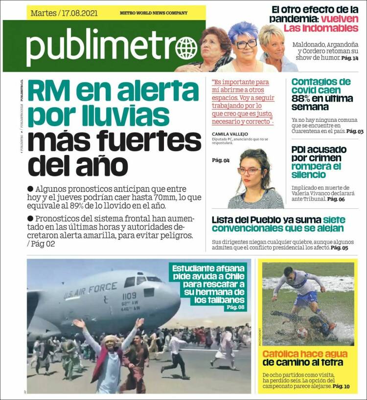 Portada de Publimetro (Chile)
