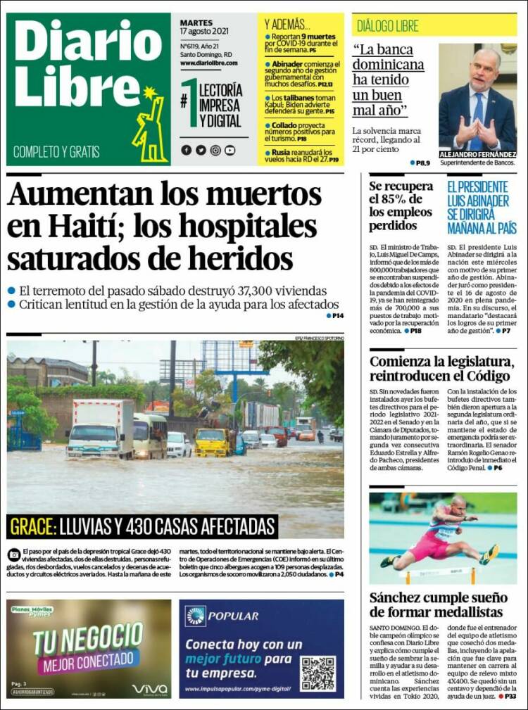 Portada de Diario Libre (R. Dominicana)