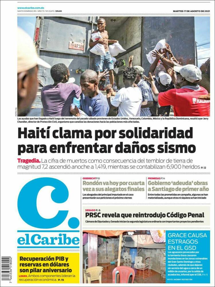 Portada de El Caribe (R. Dominicana)