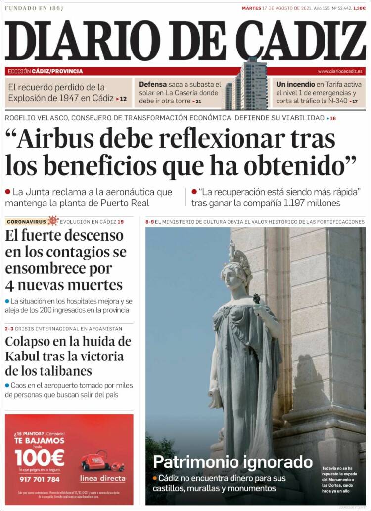 Portada de Diario de Cádiz (Espa&ntilde;a)