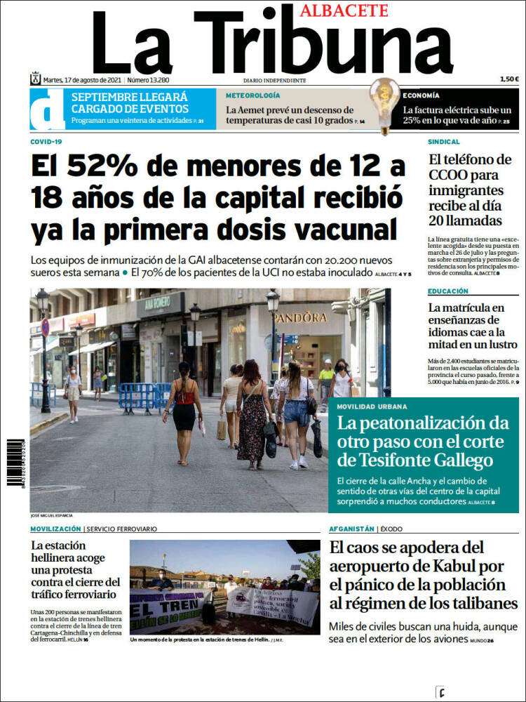 Portada de La Tribuna de Albacete (España)