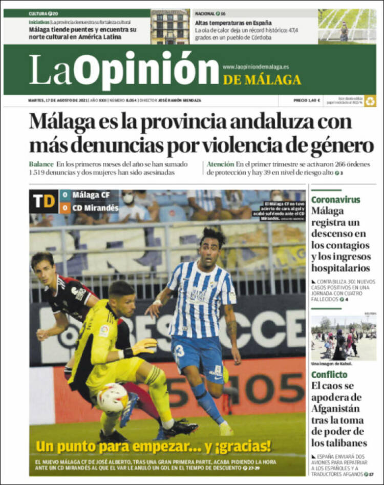 Portada de La Opinión de Málaga (Espa&ntilde;a)