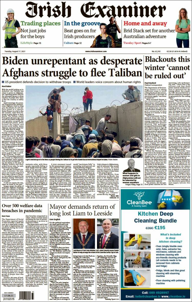 Portada de Irish Examiner (Ireland)