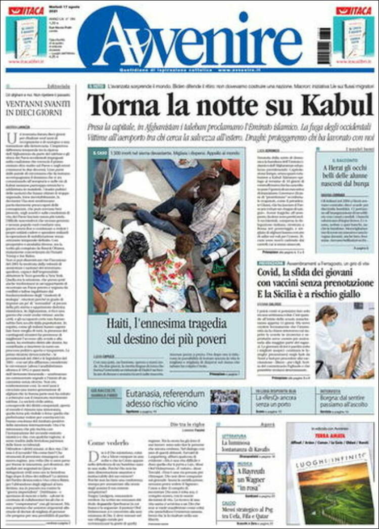 Portada de Avvenire (Italia)