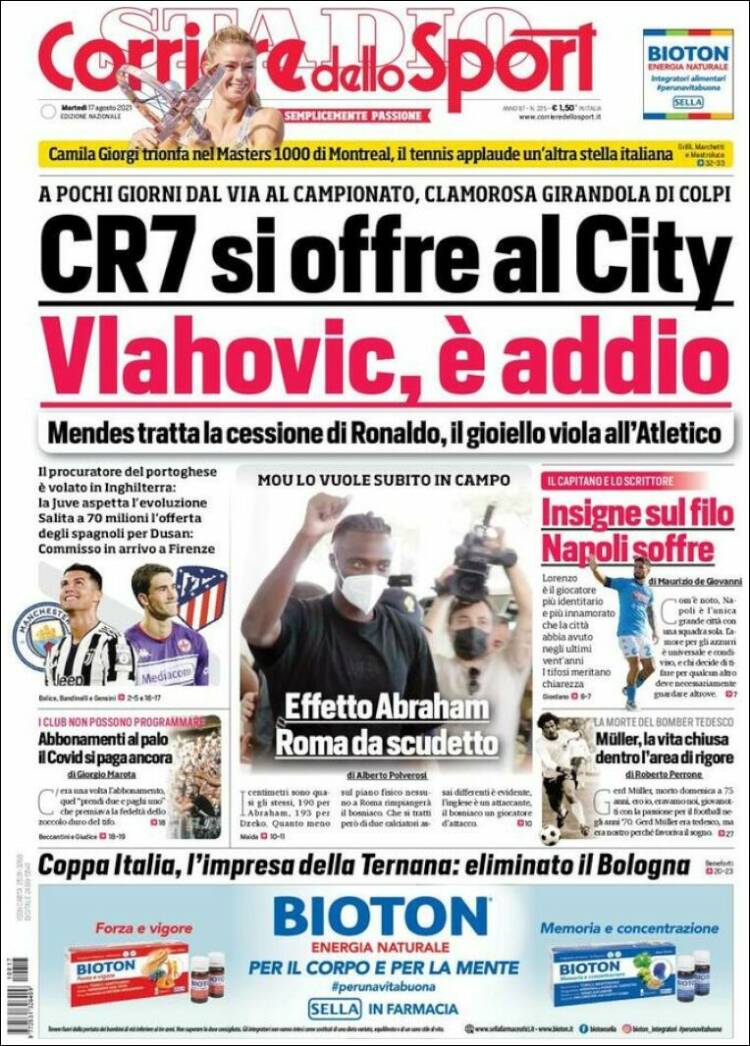 Portada de Corriere dello Sport (Italia)