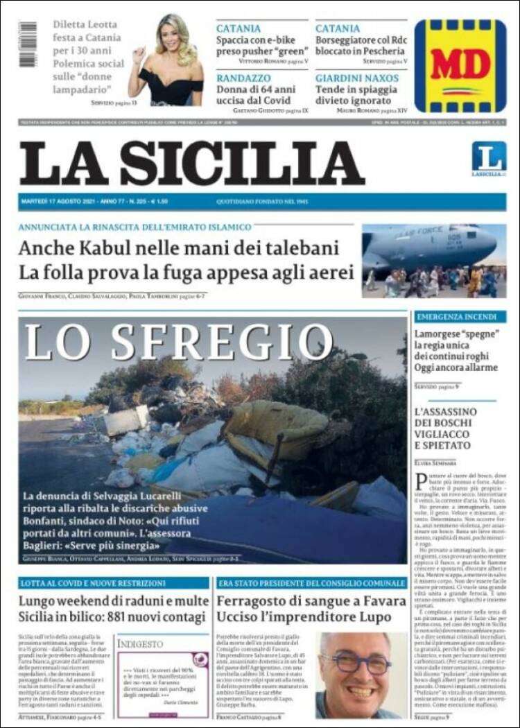 Portada de La Sicilia (Italia)
