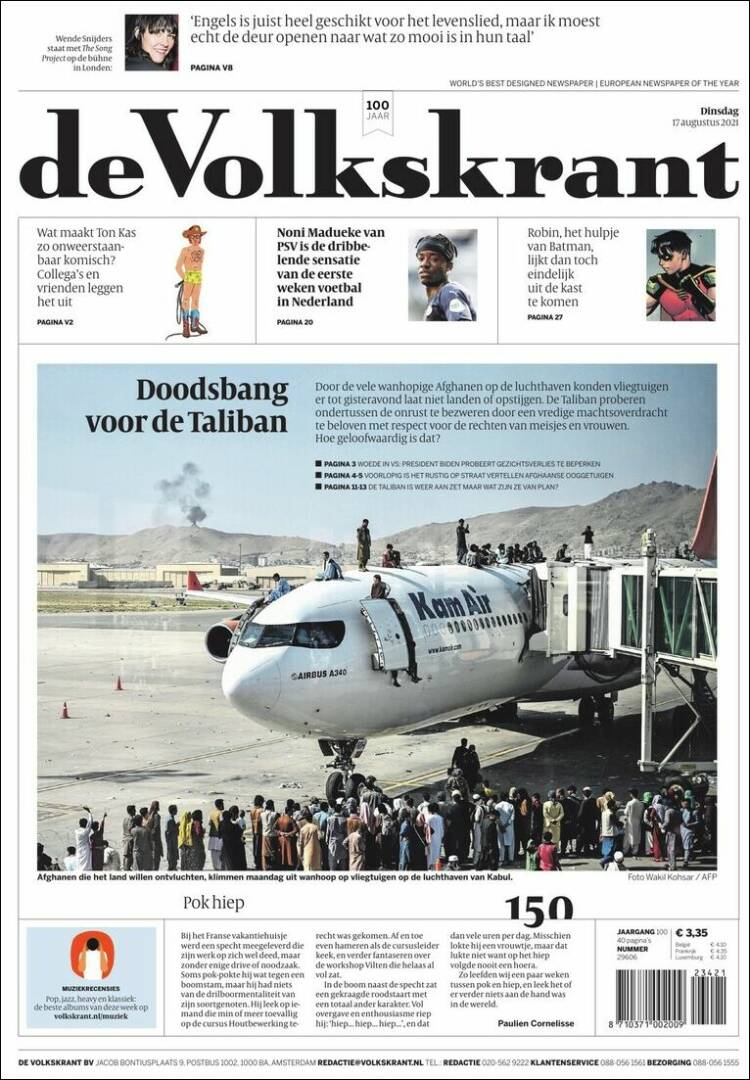 Portada de De Volkskrant (Pa&iacute;ses Bajos)