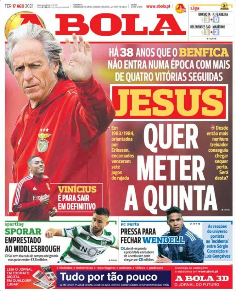 Portada de A Bola (Portugal)