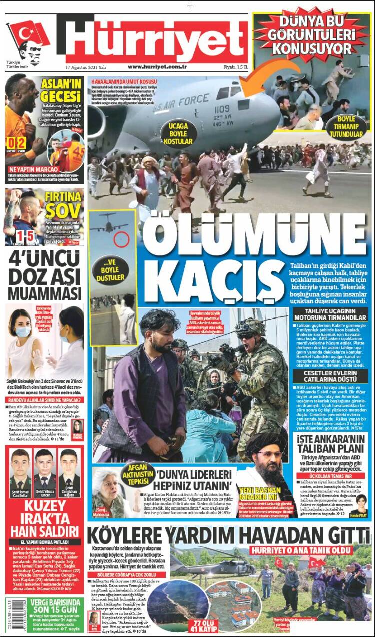 Portada de Hürriyet (Turqu&iacute;a)