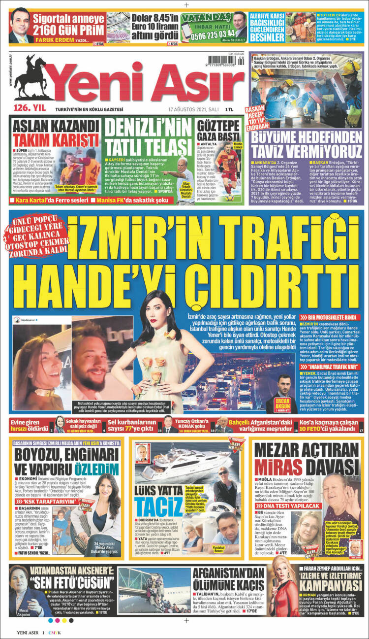 Portada de Yeni Asır (Turqu&iacute;a)