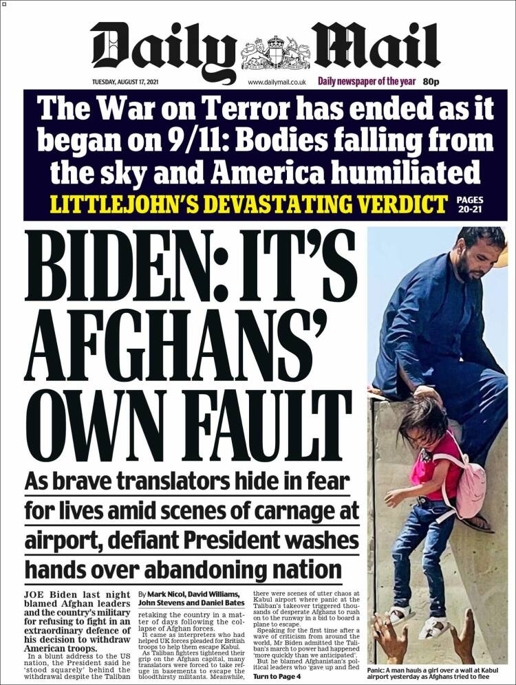 Portada de Daily Mail (Reino Unido)